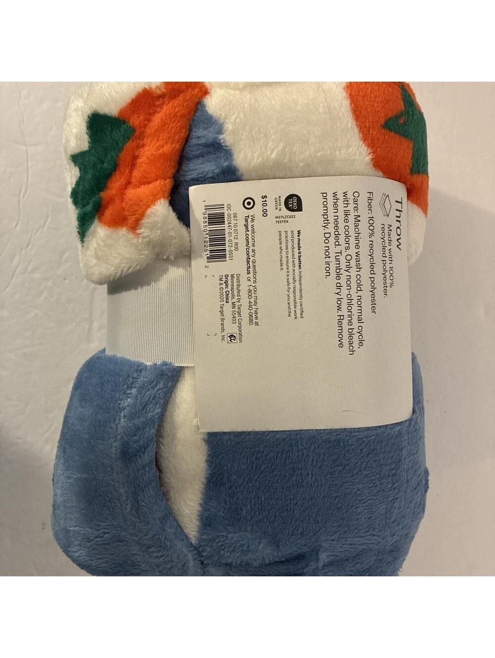 Printed Tomato Checkerboard Plush Throw Blanket Blue - Room Essentials™
